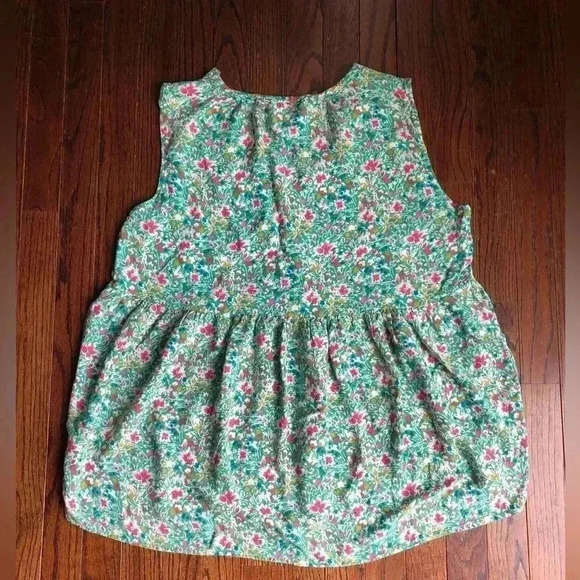 Cynthia Rowley Women’s 1X Bright Green Ruffled Floral V-Neck Sleeveless Blouse - Picture 8 of 10